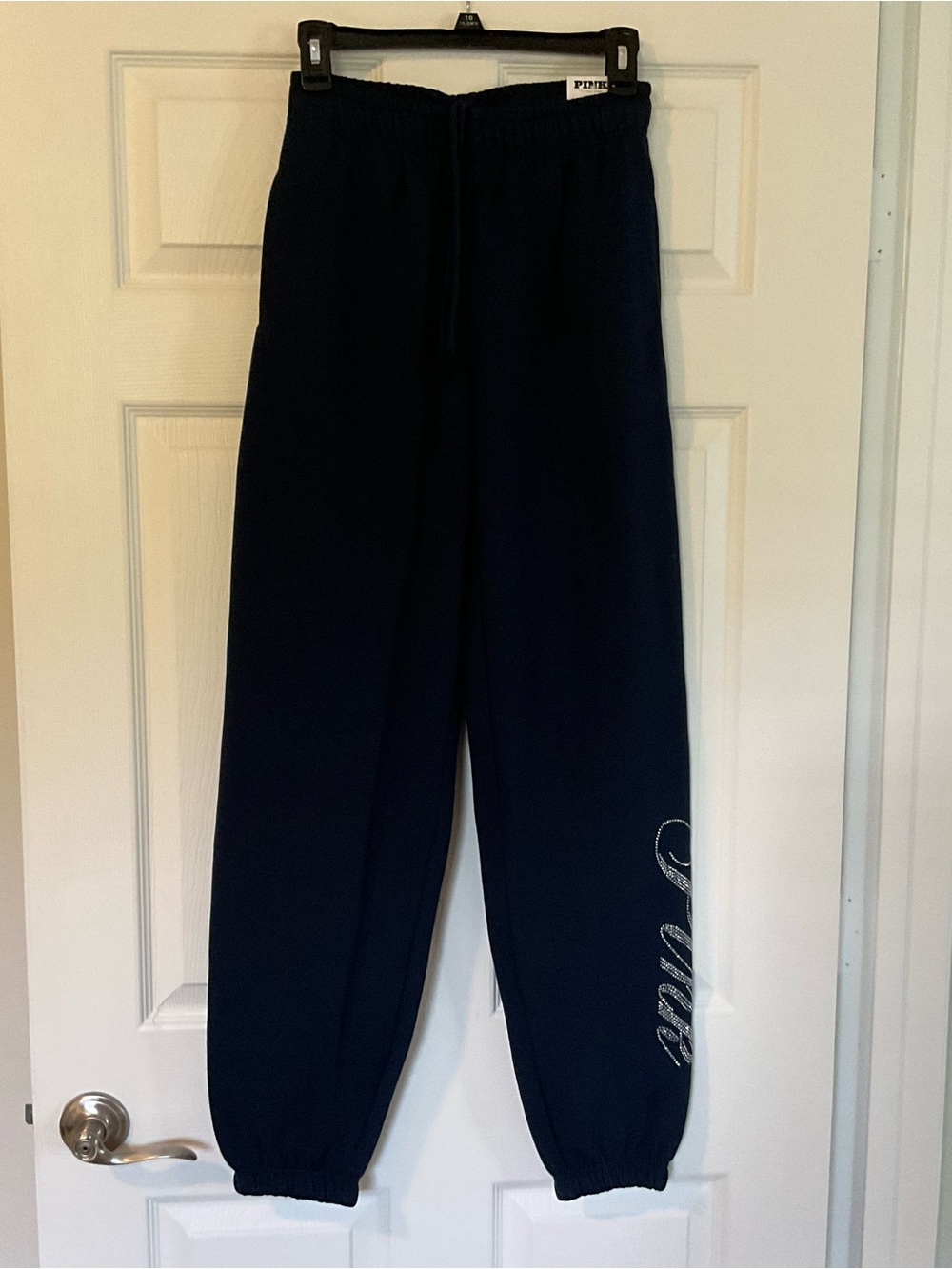 PINK Victoria's Secret Navy Blue Women’s Sweatpants with Script Logo